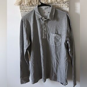 Faherty Mens Medium Luxe Cotton Long Sleeve Polo Collared Shirt